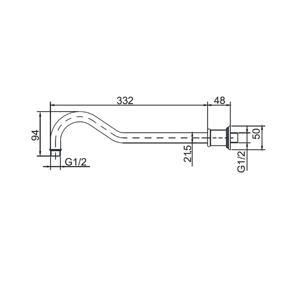 Grade A2 - 250mm Brushed Brass Shower Head with Wall Arm