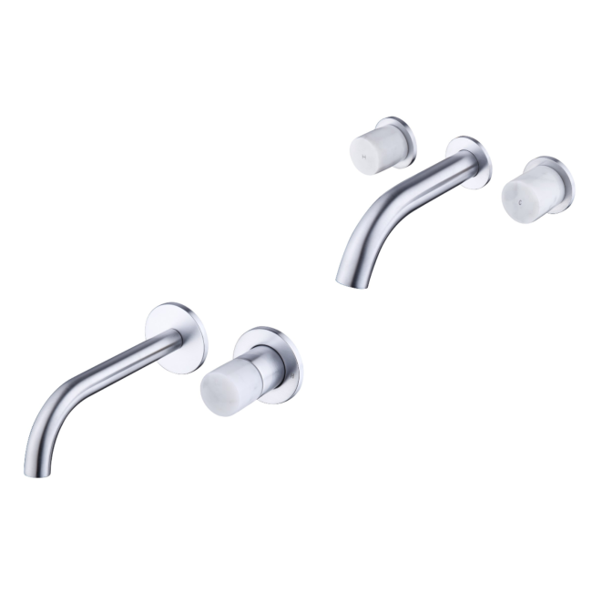 Marble Chrome Wall Mounted Bath and Wall Mounted Basin Tap Set - Lorano