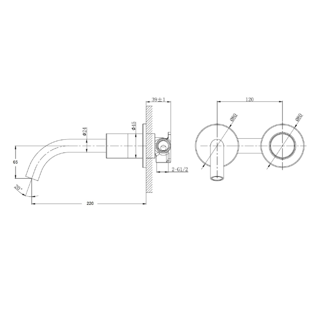 Marble Chrome Wall Mounted Bath and Wall Mounted Basin Tap Set - Lorano