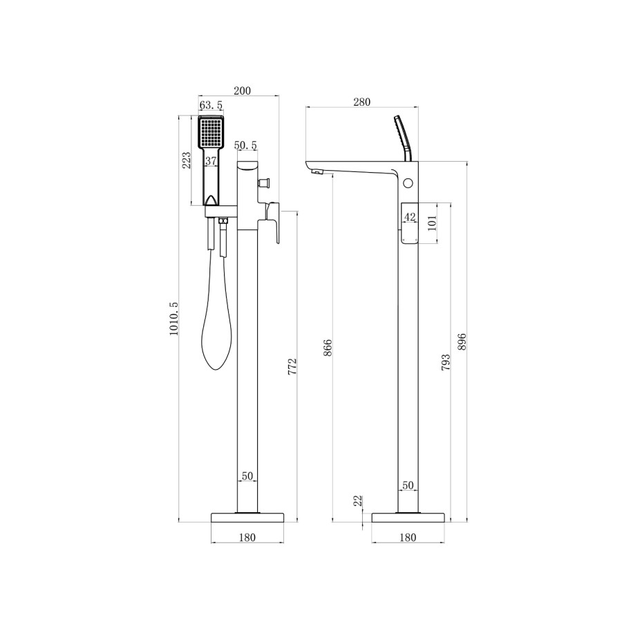 Zana Matt Black Basin Mixer Tap & Freestanding Bath Tap Pack