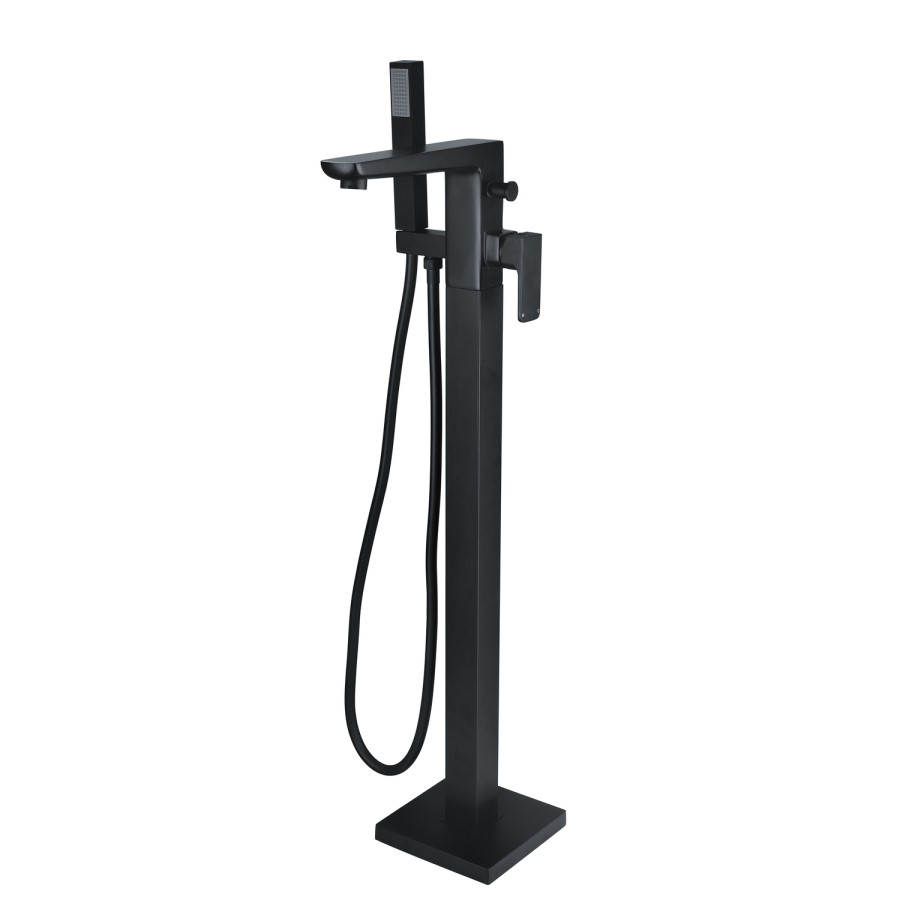 Zana Matt Black Basin Mixer Tap & Freestanding Bath Tap Pack