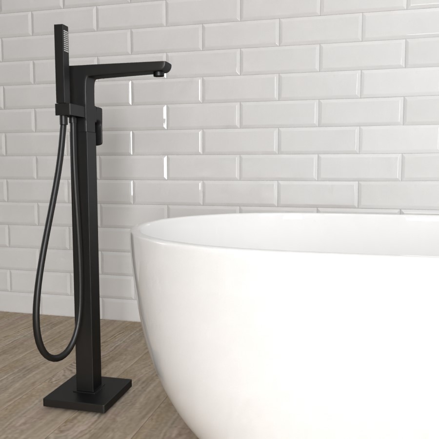 Zana Matt Black Basin Mixer Tap & Freestanding Bath Tap Pack