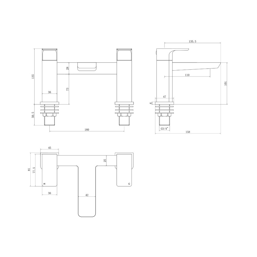 Zana Matt Black Basin Mixer Tap & Bath Filler Tap Pack