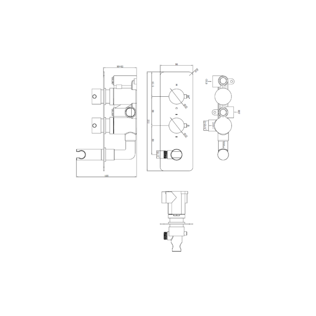 Chrome Dual Outlet Ceiling  Mounted Thermostatic Mixer Shower Set with Hand Shower - Flow