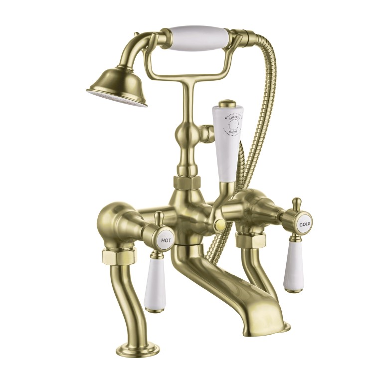 Gold Freestanding Bath Shower Mixer Tap - Helston