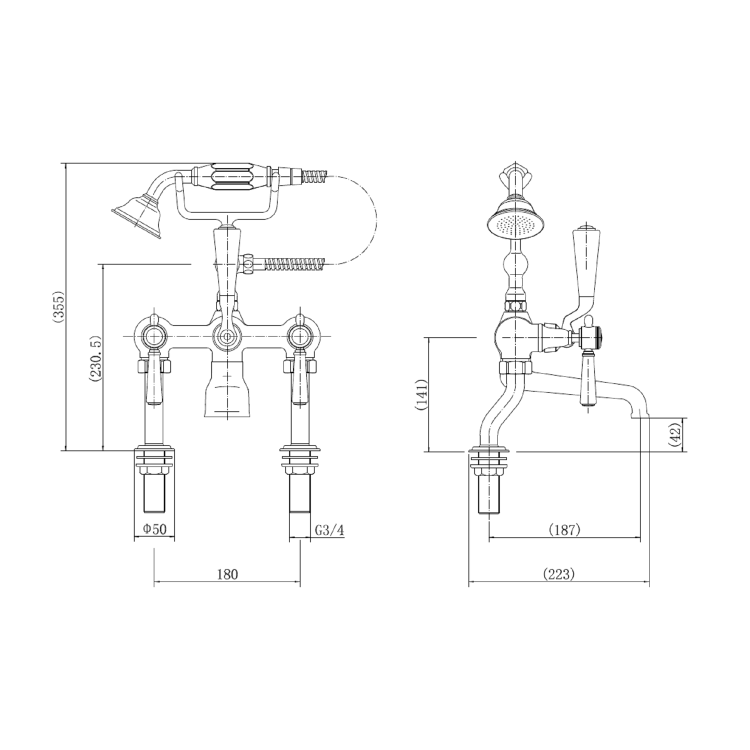 Gold Bath Shower Mixer and Basin Tap Set - Helston