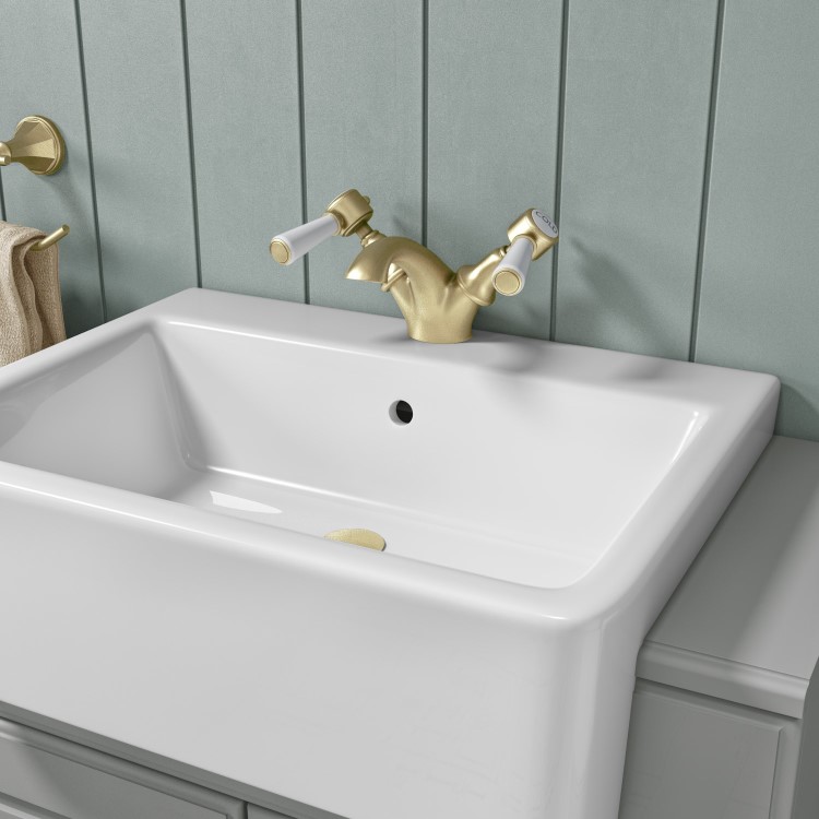 Gold Bath Shower Mixer and Basin Tap Set - Helston