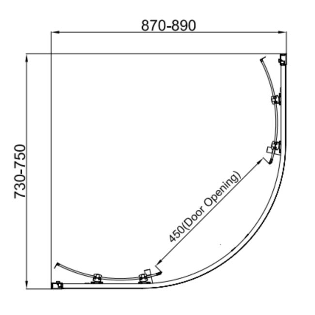 Carina  900x760mm 6mm Offset Quadrant