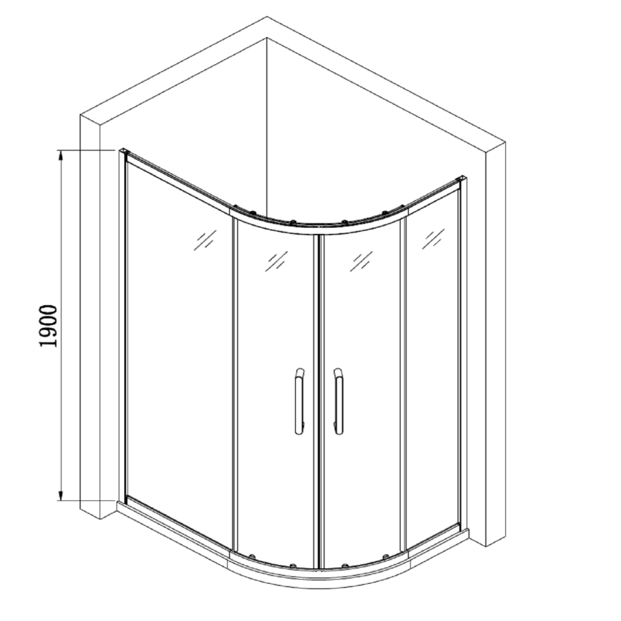 Chrome 6mm Glass Right Hand Offset Quadrant Shower Enclosure with Shower Tray 1000x800mm - Carina