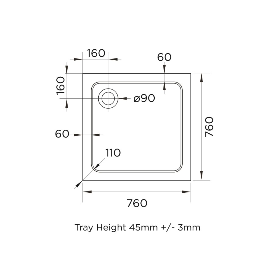 Chrome 6mm Glass Square Hinged Shower Enclosure with Shower Tray 760mm - Carina