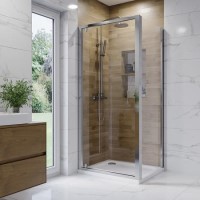 Chrome 6mm Glass Square Hinged Shower Enclosure 900mm - Carina