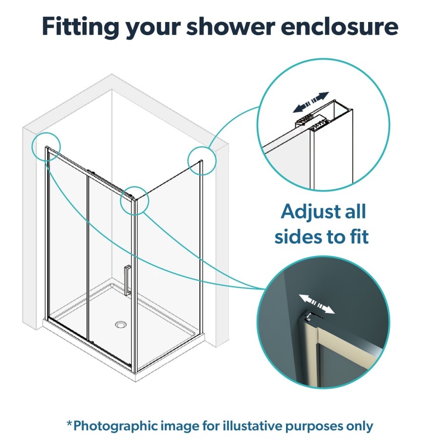 Chrome 6mm Glass Rectangular Shower Enclosure with Shower Tray 1000x700mm - Carina