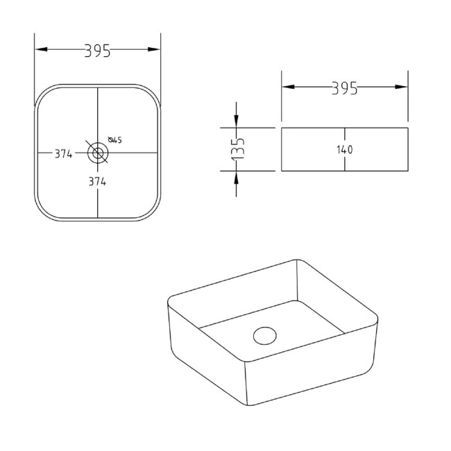 600mm White Wall Hung Countertop Vanity Unit with White Square Basin and Shelves - Lugo