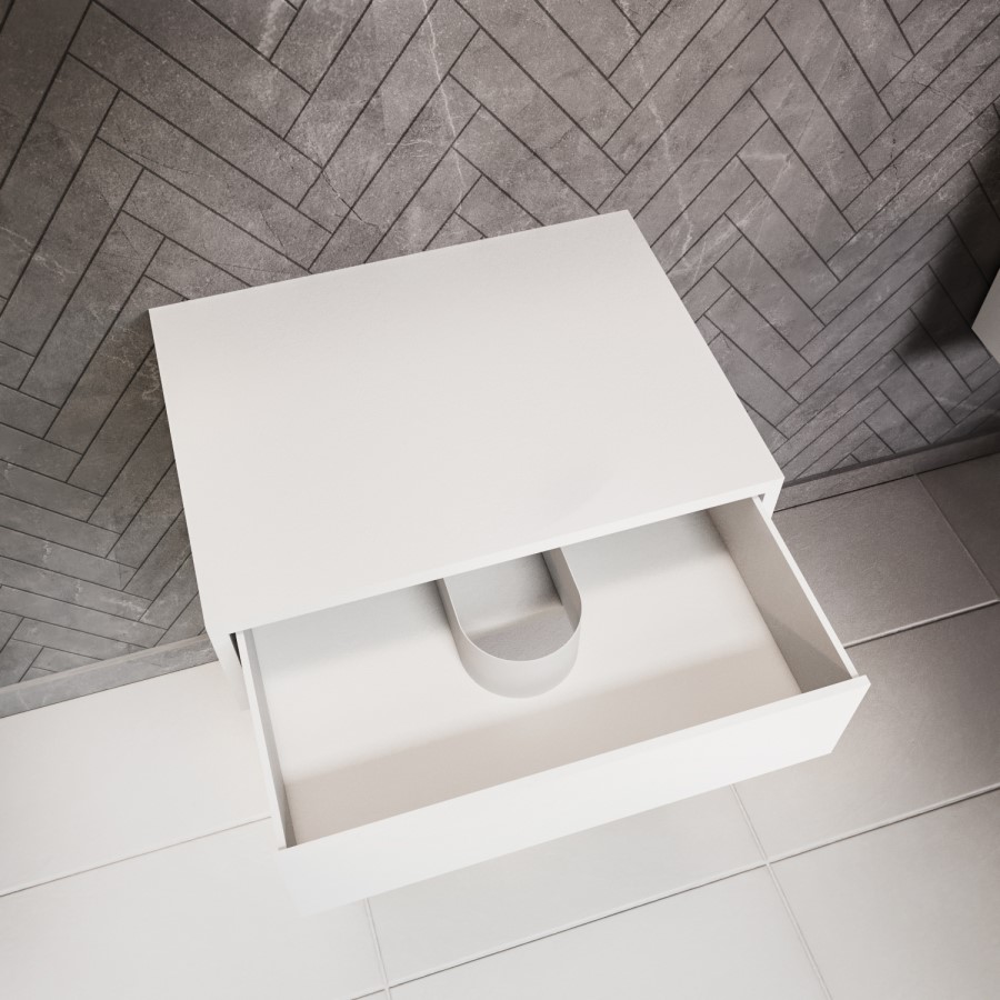 GRADE A1 - 600mm White Wall Hung Countertop Basin Shelf - Lugo