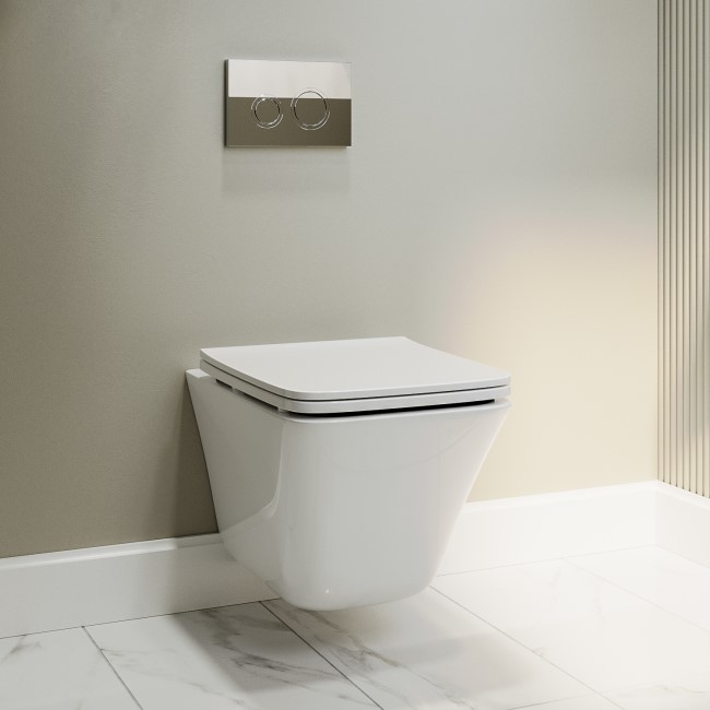 Wall Hung Toilet and White Gloss Basin Vanity Unit Cloakroom Suite - Ashford