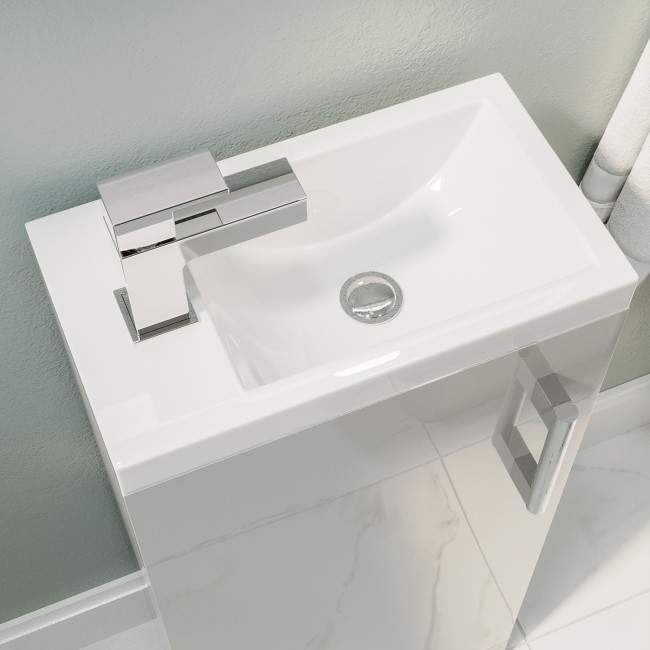 Wall Hung Toilet and Grey Gloss Basin Vanity Unit Cloakroom Suite - Ashford