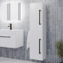 Double Door White  Wall Hung Tall Bathroom Cabinet with Black Handles 350 1400mm- Ashford