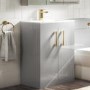 500 mm Grey Freestanding Vanity Unit with Basin and Brass Handles - Ashford