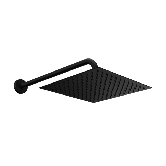 Matt Black 2 Outlet Shower With Wall Mounted 250mm Shower Head and Bath Spout - Zana