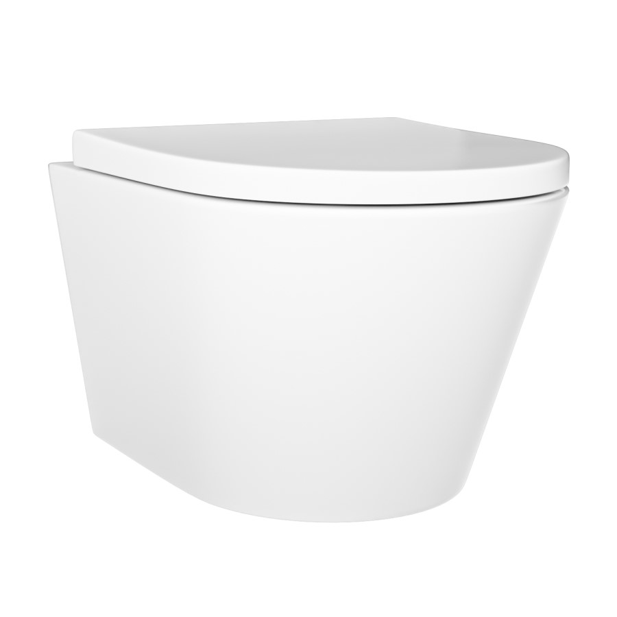 Wall Hung Toilet with Soft Close Seat White Glass Sensor Pneumatic Flush Plate 1170mm Frame & Cistern - Newport