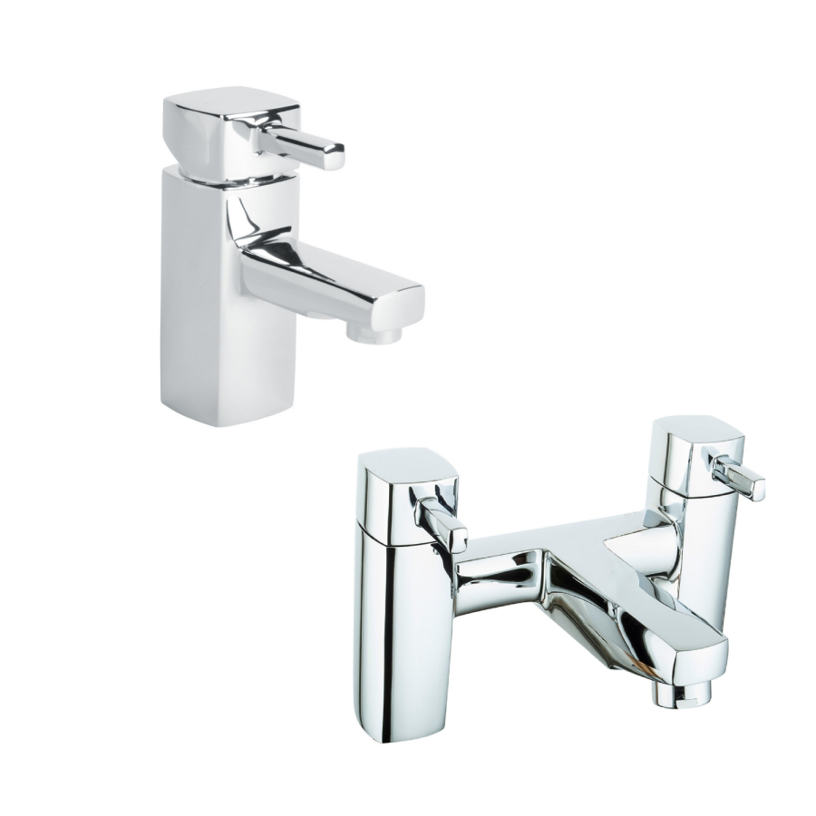 Grade A1 - Chrome Bath and Basin Tap Set - Form