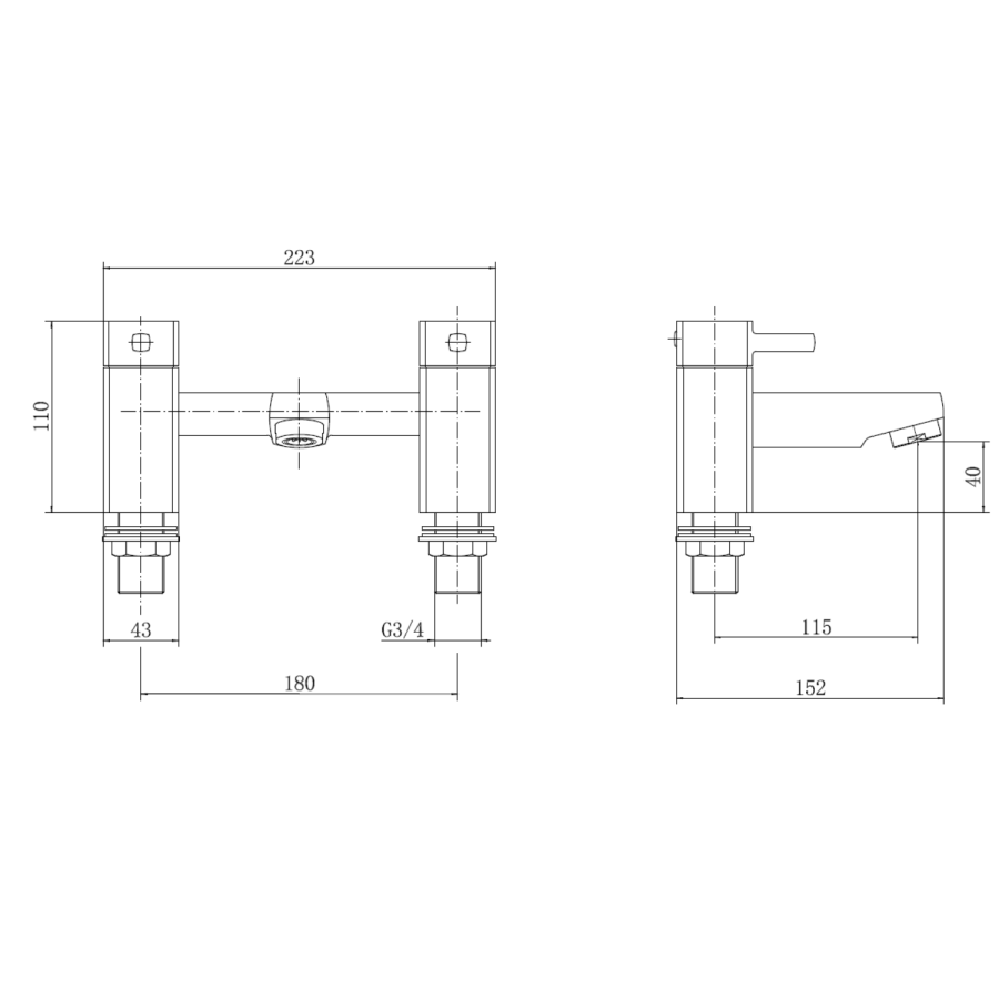 Grade A1 - Chrome Bath and Basin Tap Set - Form