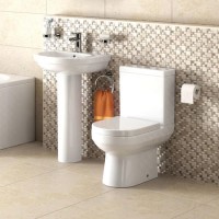 Dee Close Coupled Toilet and Full Pedestal Basin Bathroom Suite