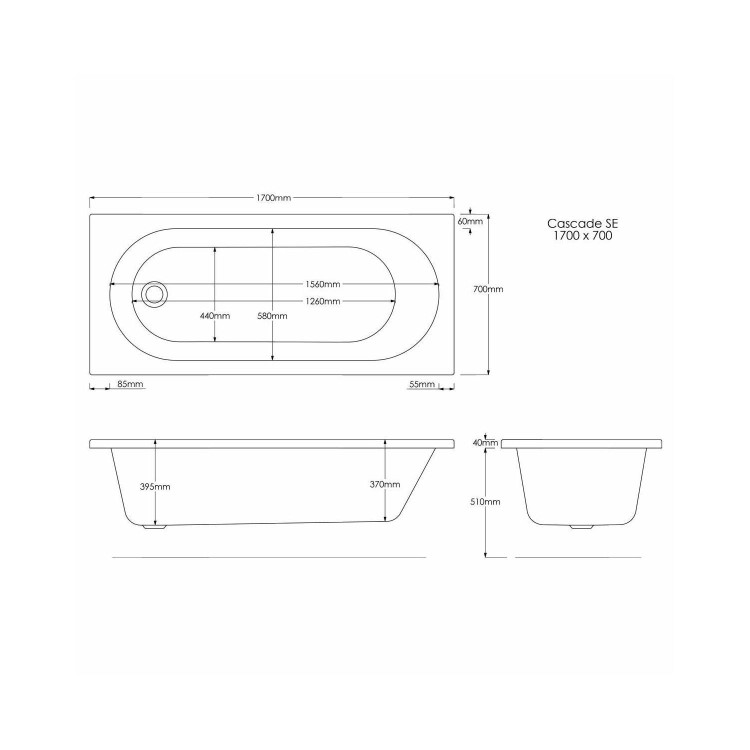 Single Ended 1700mm Bath Suite with Toilet Basin and Panels - Alton