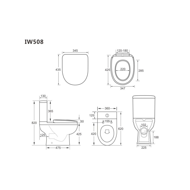 Single Ended 1700mm Bath Suite with Toilet Basin and Panels - Alton