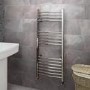 1200 x 500mm Curved Chrome Heated Towel Rail - Eco Heat Range