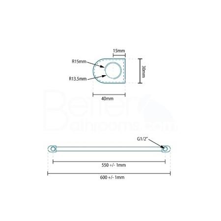 1200 x 500mm Curved Chrome Heated Towel Rail - Eco Heat Range