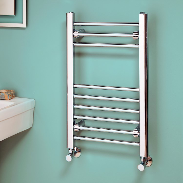 Eco Heat 650 x 400mm Straight Chrome Heated Towel Rail