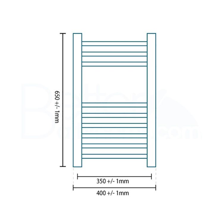 Eco Heat 650 x 400mm Straight Chrome Heated Towel Rail