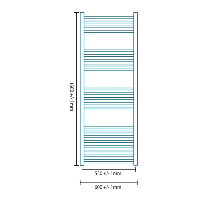 Eco Heat 1600 x 600mm Straight Chrome Heated Towel Rail