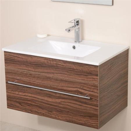 Aspen 750 Wall Mounted Walnut Vanity Unit