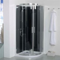 Quatro Quadrant Shower Cabin with Black Back Panels - 900 x 900mm