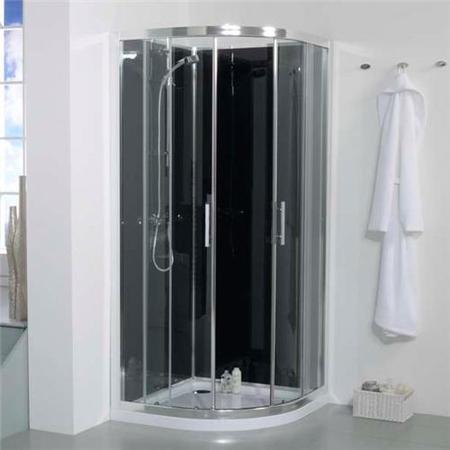 Quatro Quadrant Shower Cabin with Black Back Panels - 900 x 900mm