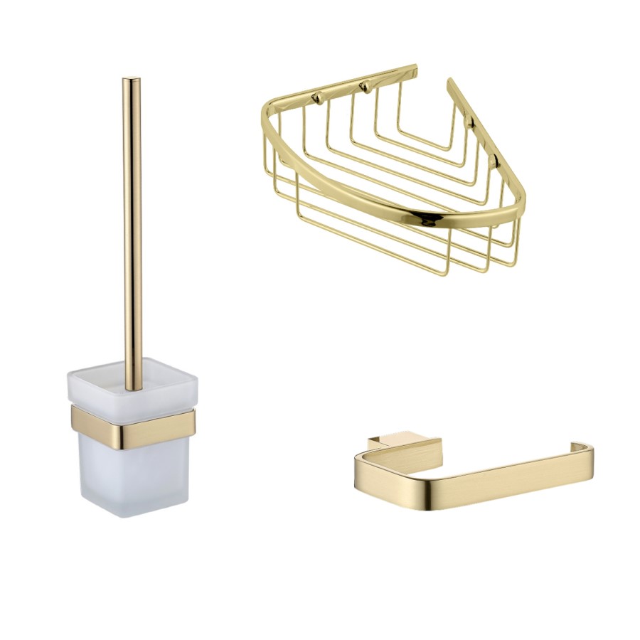 Brass 3 Piece Bathroom Accessory Set - Arissa