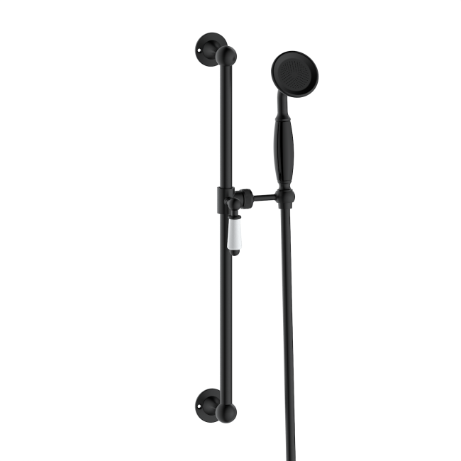 Black Dual Outlet Wall Mounted Thermostatic Mixer Shower Set with Hand Shower - Cambridge