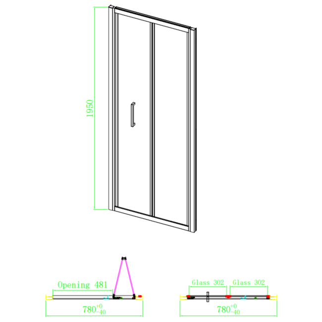 800mm Brushed Brass Sliding Shower Door 6mm Glass - Carina