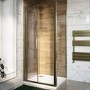 Brushed Brass 6mm Glass Rectangular Bifold Shower Enclosure 900x800mm - Carina