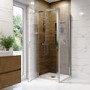 Chrome 6mm Glass Square Hinged Shower Enclosure with Low Profile Shower Tray 800mm - Carina