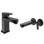 Black basin tap and wall mounted bath filler tap pack - Como