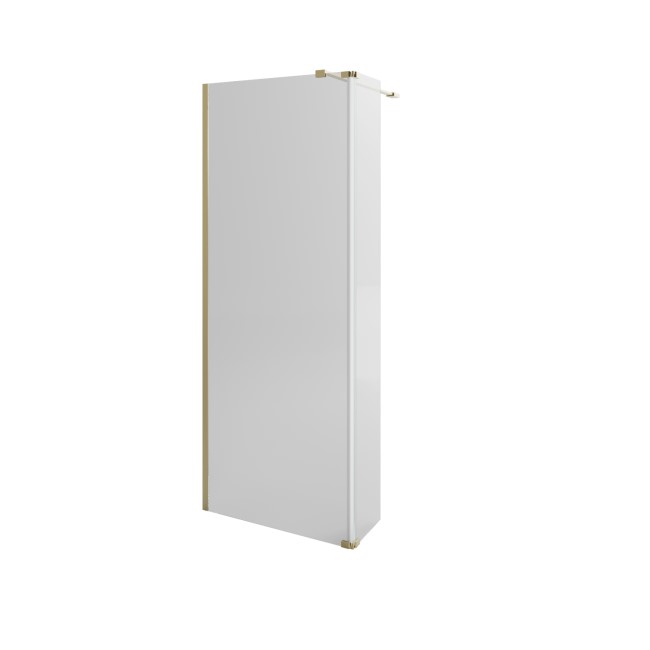 800mm Brushed Brass Shower Screen for Wetroom & Walk In Shower with 300mm Hinged Flipper Panel - Corvus