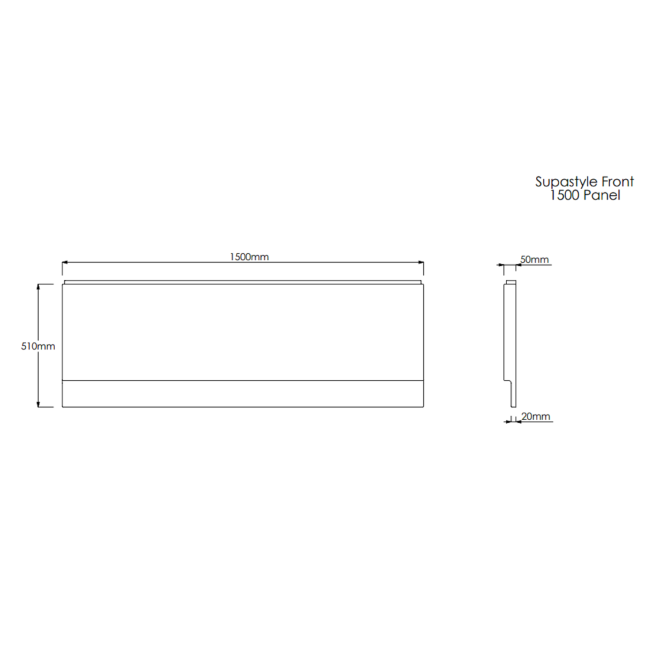 Single Ended Shower Bath with Front Panel & Brass Bath Screen 1500 x 750mm - Cotswold