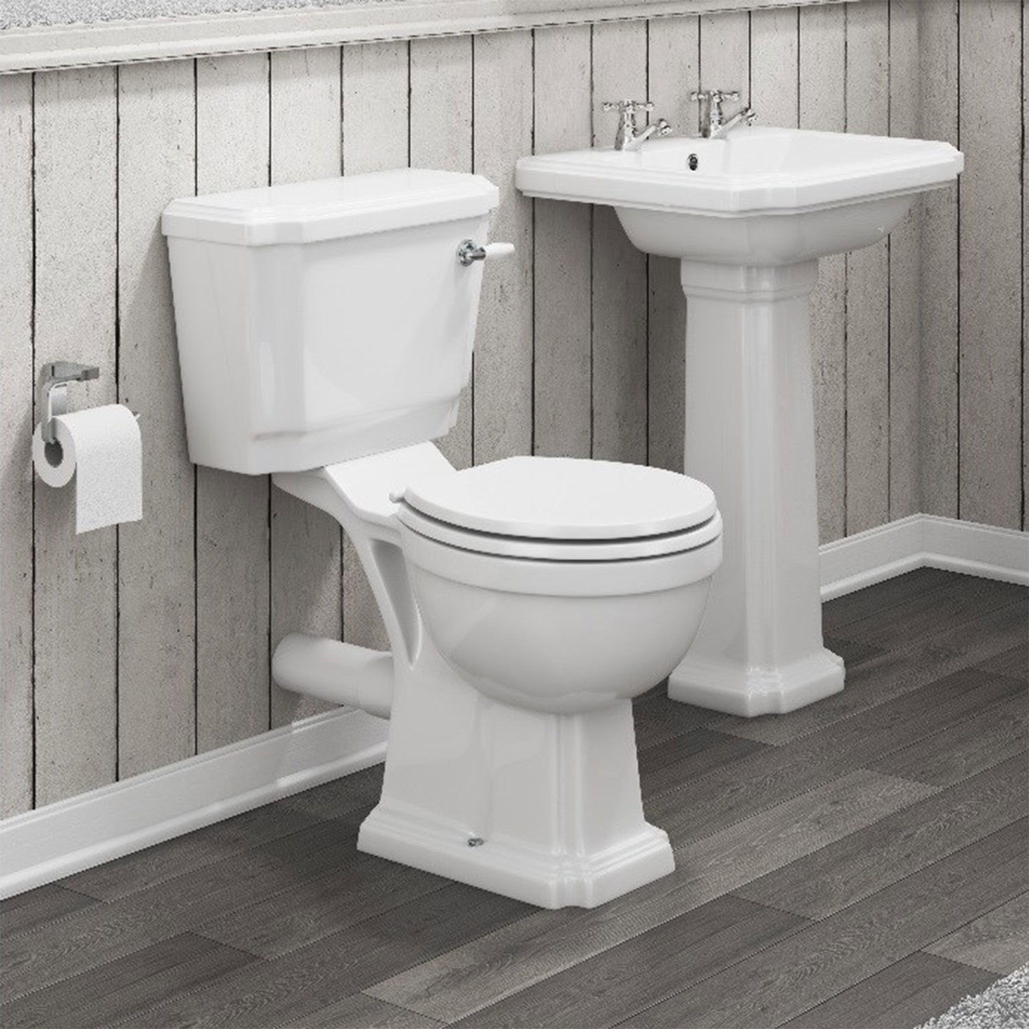 Taylor & Moore Traditional Close Coupled Toilet With Soft Close Seat 