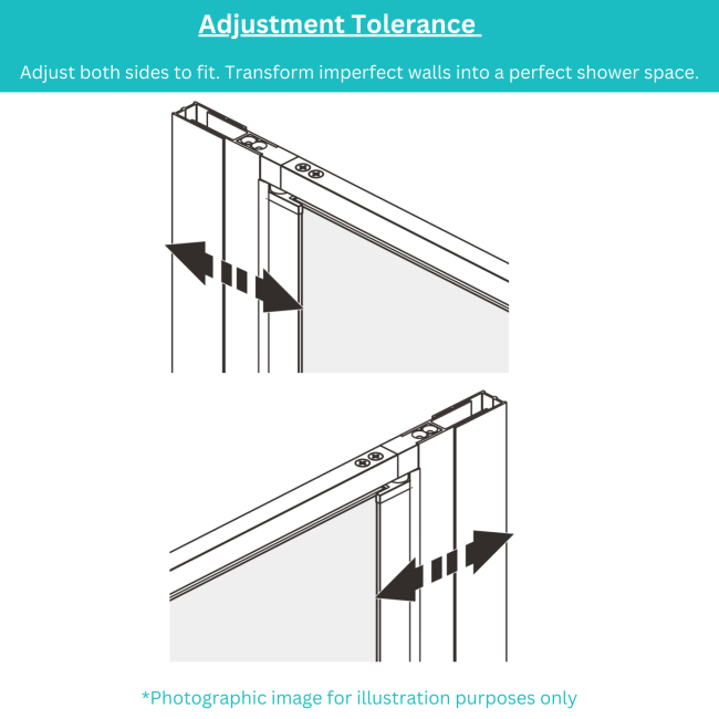 1200mm Black Sliding Shower Door + Wall Support Bar 8mm Glass - Denver