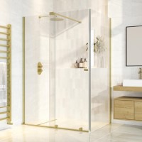 Brushed Brass 8mm Glass Rectangular Frameless Sliding Shower Enclosure 1200x800mm - Denver