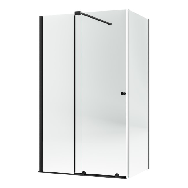 Black 8mm Glass Frameless Rectangular Sliding Shower Enclosure 1200x900mm - Denver