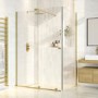 Brushed Brass 8mm Glass Frameless Rectangular Sliding Shower Enclosure 1200x900mm - Denver